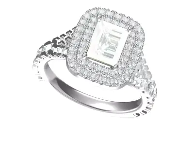 Emerald Solitaire Ring With Hidden Halo 3D print model get