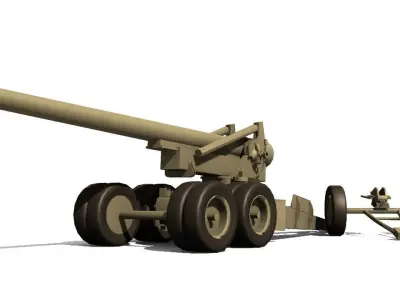 155mm gun M1 Long Tom Low-poly 3D model