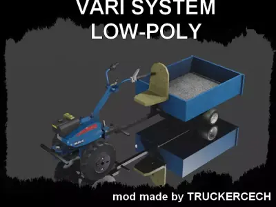 Cultivator  VARI system  small tractor Low-poly 3D model