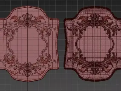 Baget two ornate frames Low-poly 3D model