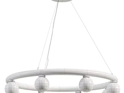 Orb pendant satin brass opal glass shade 3D model