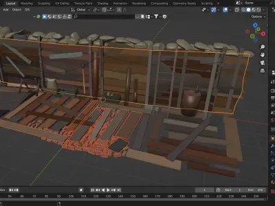 Military Trench Low-poly 3D model