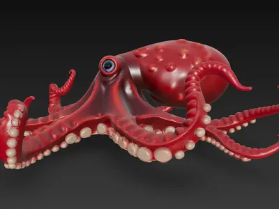 Octopus Realistic 3D Model Basic - Low Poly Realistic Low-poly 3D model