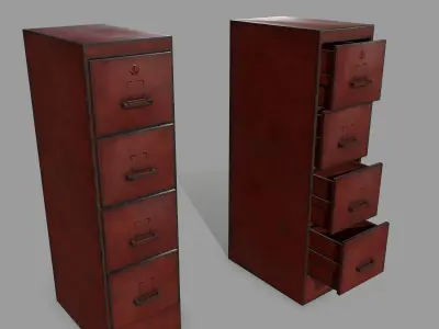 Cabinet metal file with drawers Low-poly 3D model
