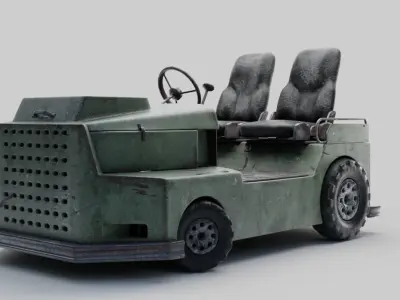 Roofless sparsely-rusty tug Low-poly 3D model