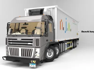 Straight Box Truck Low-poly 3D model