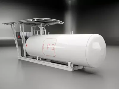 LPG Station and Tank Low-poly 3D model