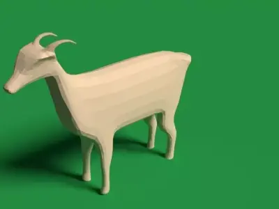 Low Poly 3D Modeled Goat   Wood Carving Style Low-poly 3D model