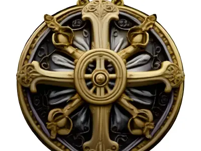 Ornate Gold and Silver Medallion Low-poly 3D model