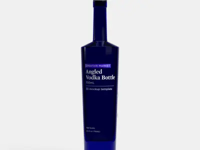 750mL Angular Glass Vodka Bottle 3D model