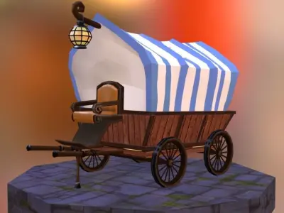 Coach covered wagon Free low-poly 3D model