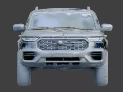 Realistic Sci-Fi Arctic Hex-Camo SUV 3d Low-poly 3D model
