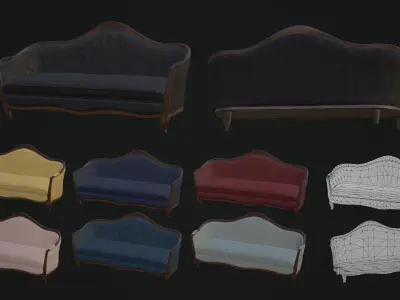 Antique Living Room Low-poly 3D model