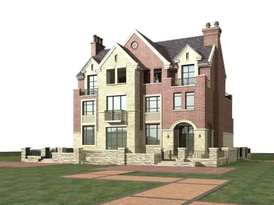 Villa brick house 3D model get