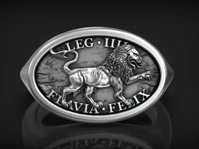 Roman Legion Flavia Felix Lion Antique Design Ring 3D print model