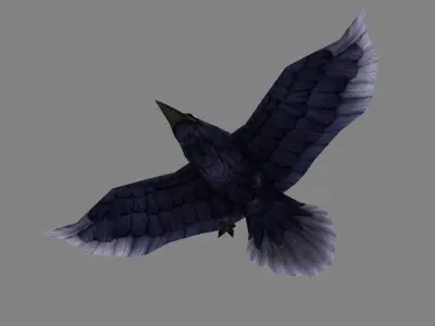 Cartoon Crow - Raven - Black Bird Monster Low-poly 3D model