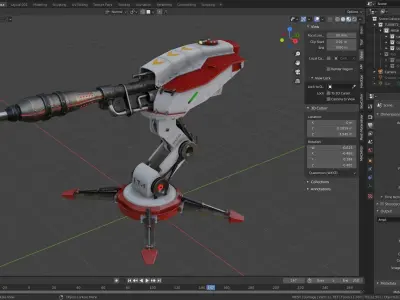 Cosmo-Modern Turret -Cheerful Defender Low-poly 3D model