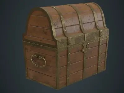 Wooden Chest 1B Low-poly 3D model