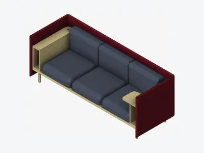 Sofa - Contemporary - Flame - Medium - Armrest Shelf Low-poly 3D model purchase