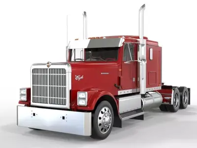Truck international 9300 stock Flat to 3D model