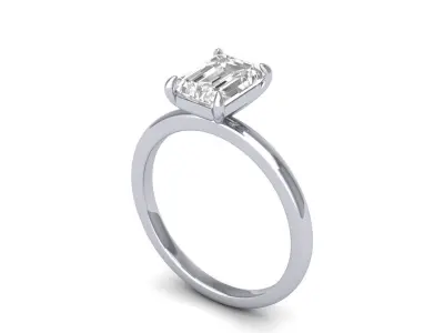 Emerald Solitaire Ring 3D print model 9