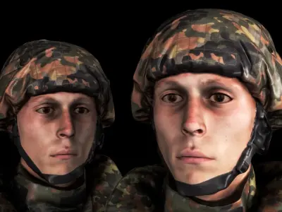 Animated soldier in Bundeswehr military uniform 12 Low-poly 3D model