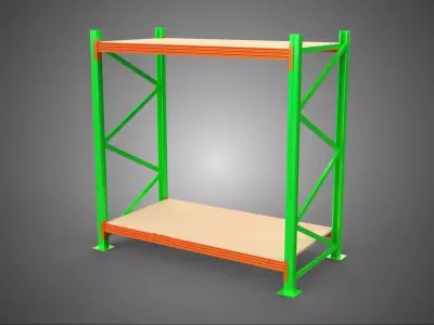 FRAME RACK SHELF WOOD WAREHOUSE METAL MODULAR SHELVING STORAGE 3D model