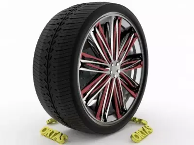 ORTAS CAR WHEEL RIM 105 GAME READY WHEEL RIM TIRE 3D model