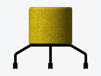 Furniture - Footstool - Contemporary - Casters Low-poly 3D model
