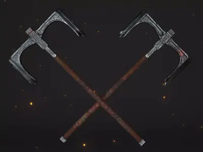 Cult Old Battle-Axe Low-poly 3D model