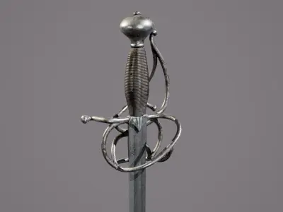 Rapier sword PBR 3d model Low-poly 3D model