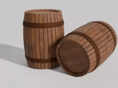 Wooden Barrel 3D Model Low-poly 3D model
