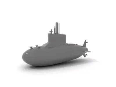 Stealth Submarine Black model pack Low-poly 3D model