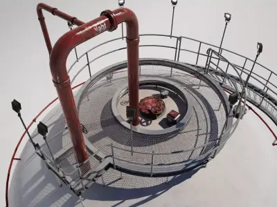 Industrial Liquified Hydrogen Flammable Gas Storage Tank 3D model