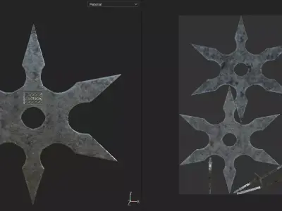 Surikens metal star Low-poly 3D model