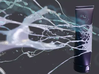 Cosmetic Liquid Splash  Dynamic Alembic and Render Ready Scenes 3D model