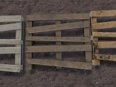 damaged wooden pallet Low-poly 3D model