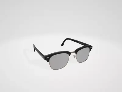 sunglasses with retro style half Low-poly 3D model