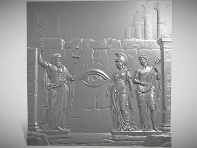 Ancient Greek Relief Sculpture - 3D CNC Model - Wall Decor Asset 3D print model