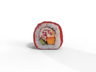 Sushi Crab sticks mango cucumber masago caviar curry sauce Low-poly 3D model