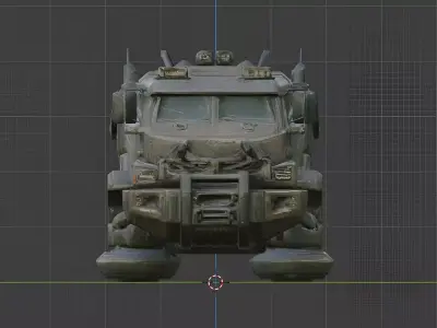 Heavy Sci-Fi Cargo Truck - Damaged Post-Apocalyptic Hover PBR Low-poly 3D model