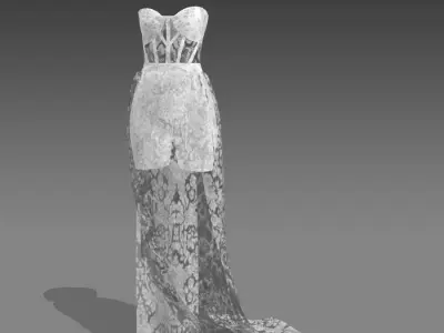 DRESS LACE DETAIL CORSET DRES  3D model