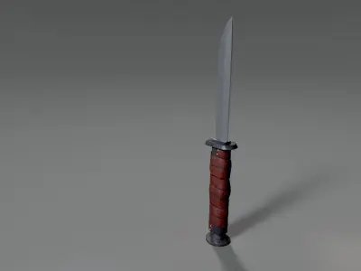 Combat Leather Wrapped Knife Low-poly 3D model