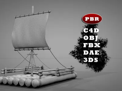 Wooden Raft 3D model