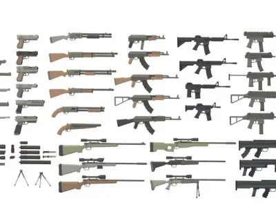 low poly big gun pack Low-poly 3D model