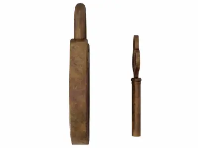 The padlock antique carved wooden 3D model