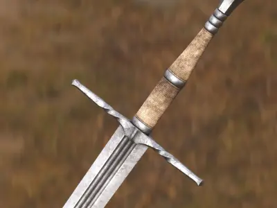 Medieval Sword for Games and Cinematics 04 Low-poly 3D model