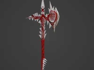 Stylized lizard axe weapon PBR low-poly Game ready  Low-poly 3D model