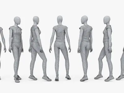 Female sport mannequin collection 3D model