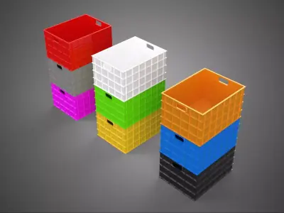 STACK STACKED STACKABLE PLASTIC CRATE BOX CONTAINER STORAGE ROW 3D model